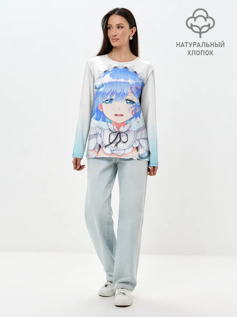 Лонгслив женский. Хлопок / Re:Zero. Рем