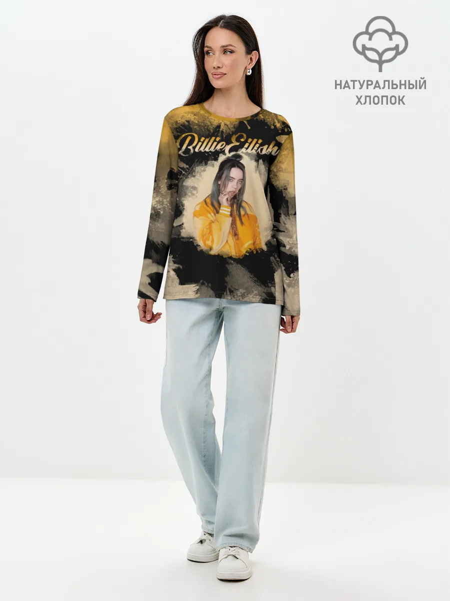 Лонгслив женский. Хлопок / Billie Eilish Акварель