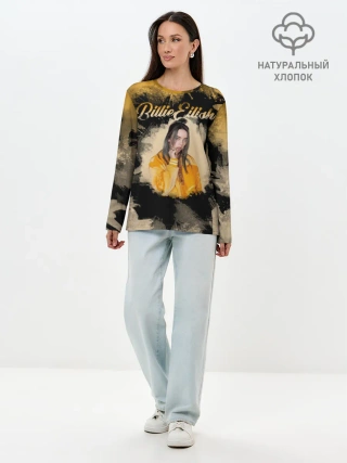 Лонгслив женский. Хлопок / Billie Eilish Акварель