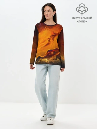 Лонгслив женский. Хлопок / Космос