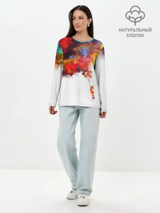 Лонгслив женский. Хлопок / Девочка с шарами