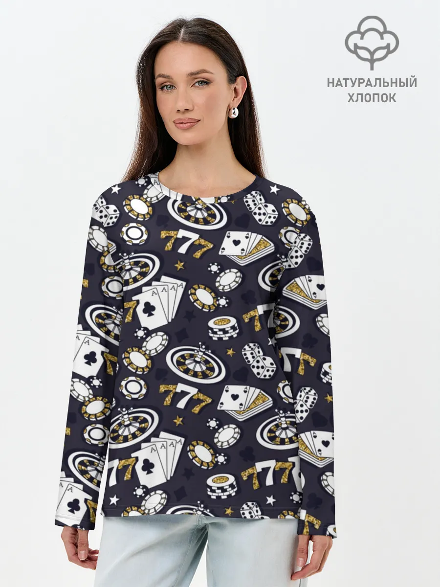 Лонгслив женский. Хлопок / Казино