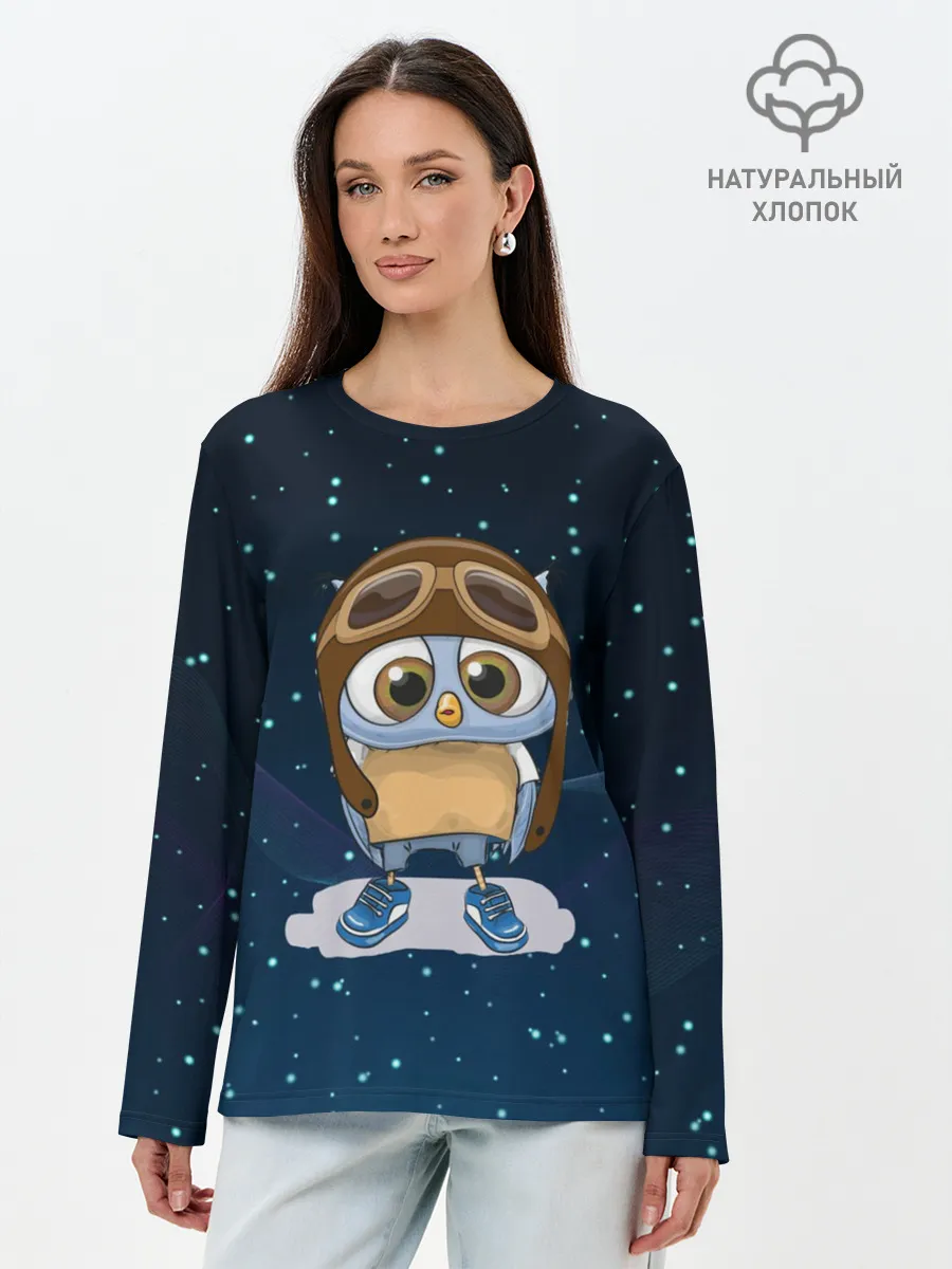 Лонгслив женский. Хлопок / Совенок летчик