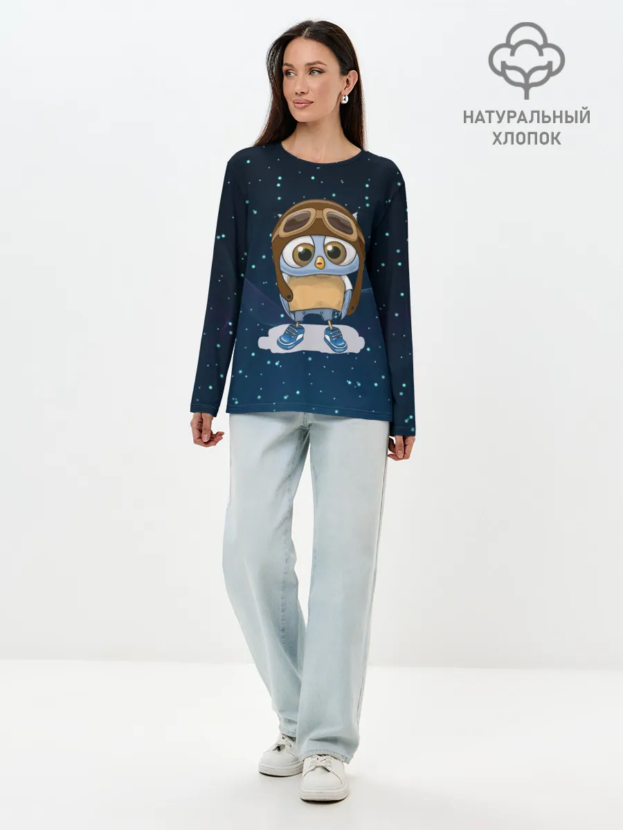 Лонгслив женский. Хлопок / Совенок летчик