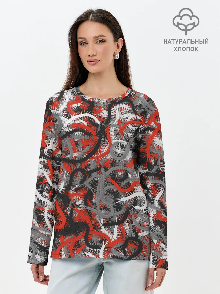 Лонгслив женский. Хлопок / Сколопендры