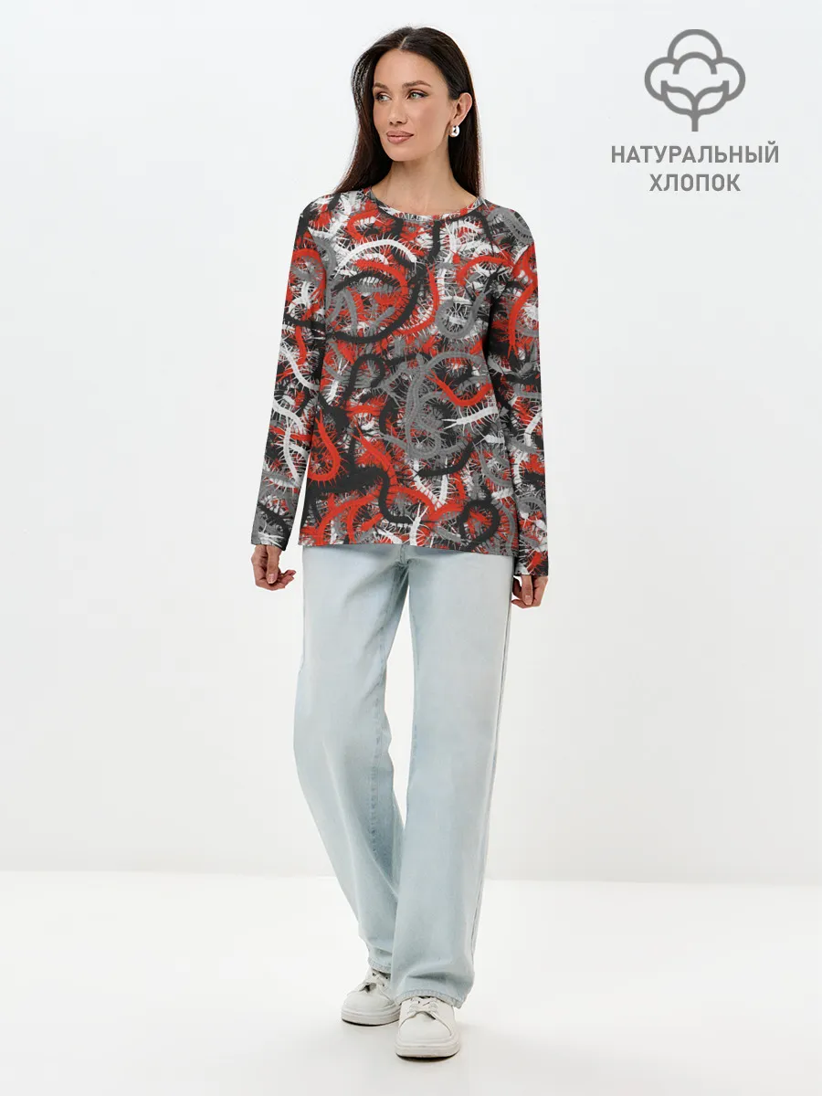 Лонгслив женский. Хлопок / Сколопендры