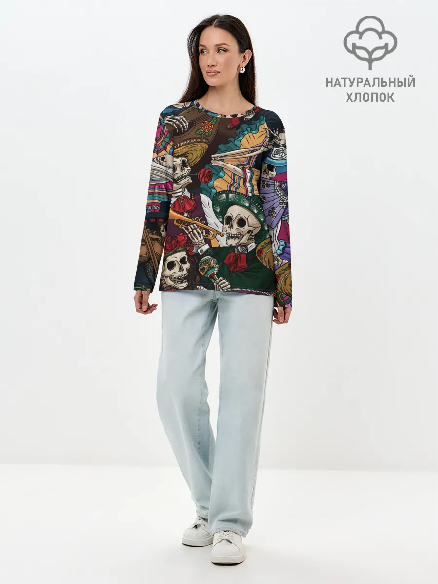 Лонгслив женский. Хлопок / Мексиканская Вечеринка