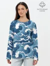 Лонгслив женский. Хлопок / Морские волны