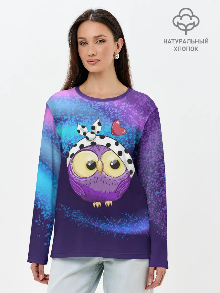 Лонгслив женский. Хлопок / Стильная сова