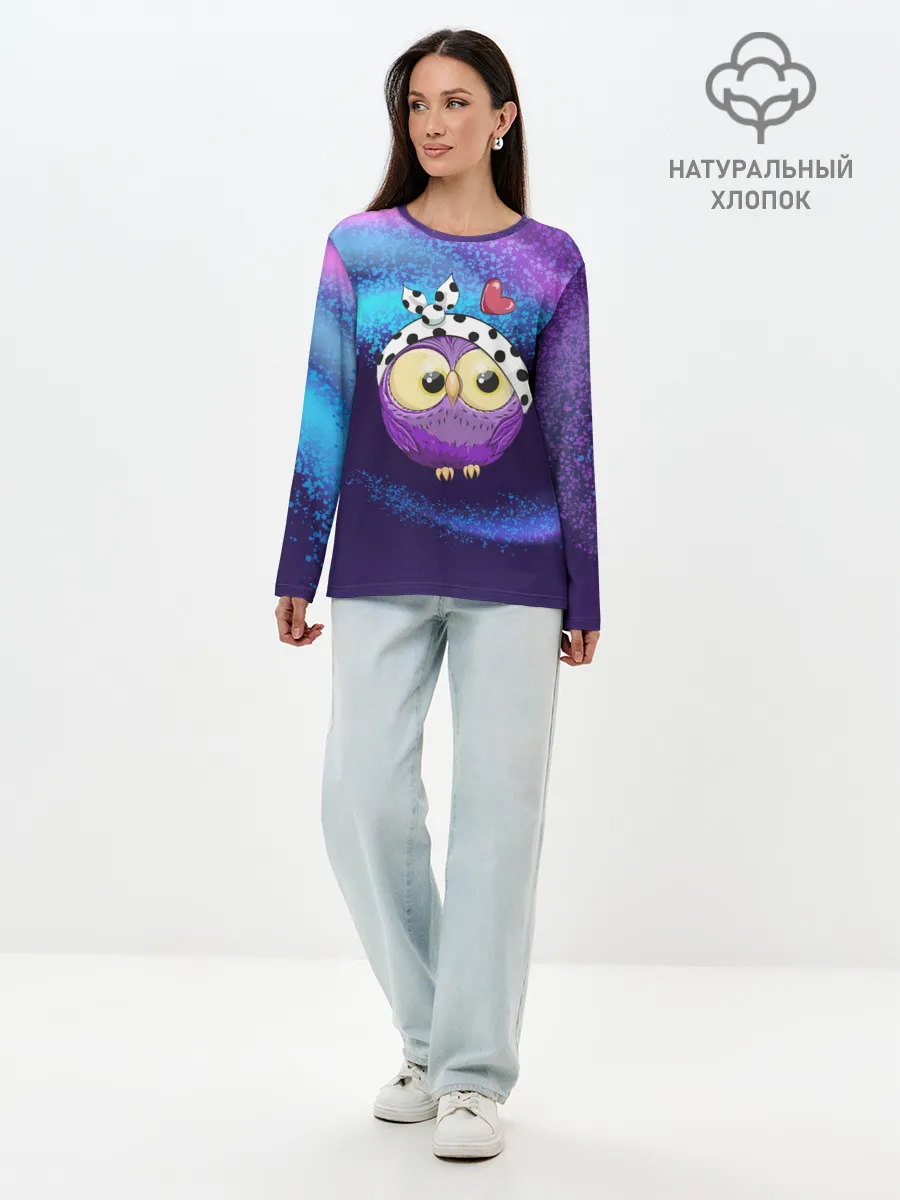 Лонгслив женский. Хлопок / Стильная сова