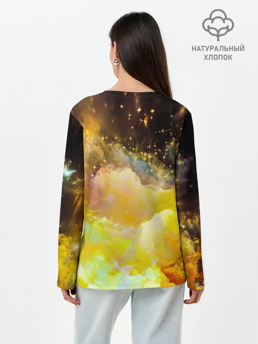 Лонгслив женский. Хлопок / Желтая краска