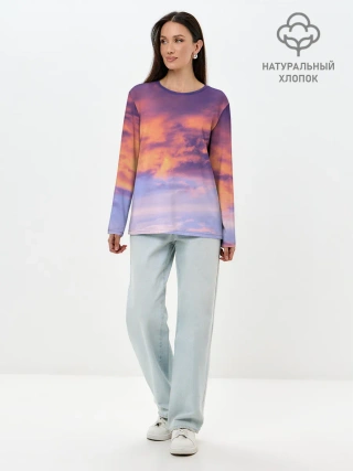 Лонгслив женский. Хлопок / В небе