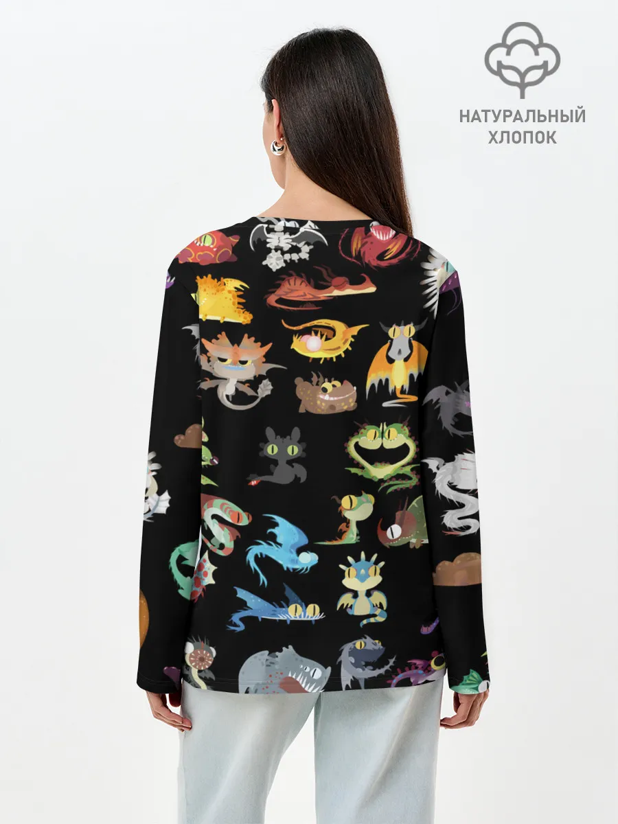 Лонгслив женский. Хлопок / How to Train Your Dragon