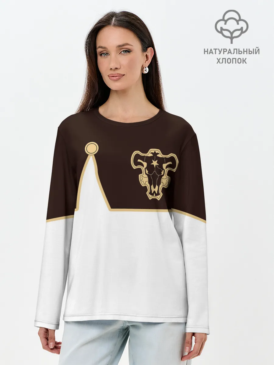 Лонгслив женский. Хлопок / Мантия Чёрный Бык