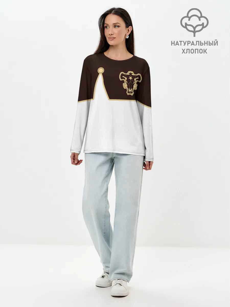 Лонгслив женский. Хлопок / Мантия Чёрный Бык