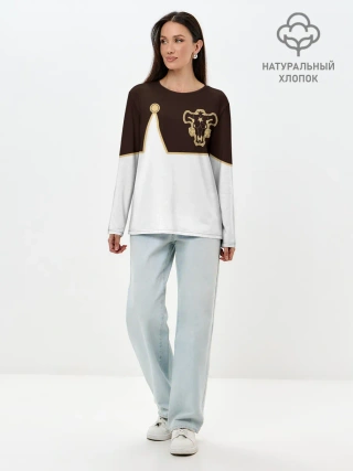 Лонгслив женский. Хлопок / Мантия Чёрный Бык