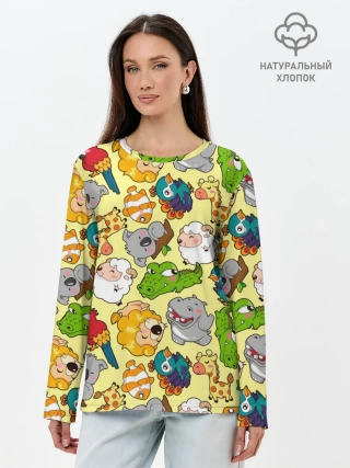 Лонгслив женский. Хлопок / Зоопарк