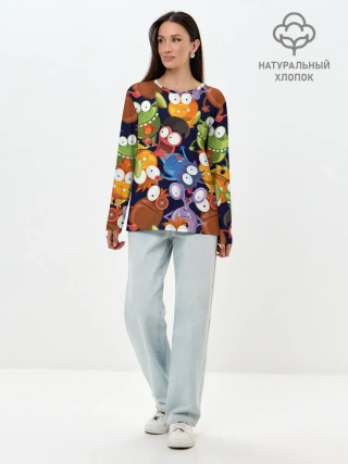 Лонгслив женский. Хлопок / Пучеглазые монстры