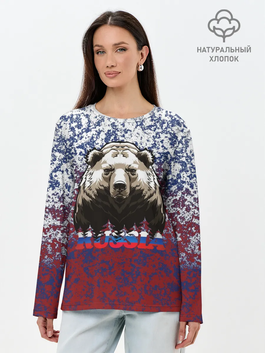 Лонгслив женский. Хлопок / Русский медведь