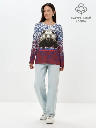 Лонгслив женский. Хлопок / Русский медведь