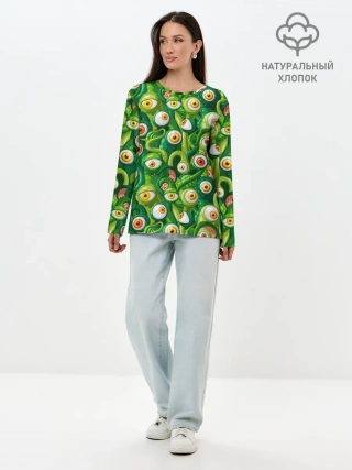 Лонгслив женский. Хлопок / Щупальца с глазами