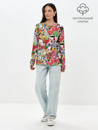 Лонгслив женский. Хлопок / Sticker Bombing