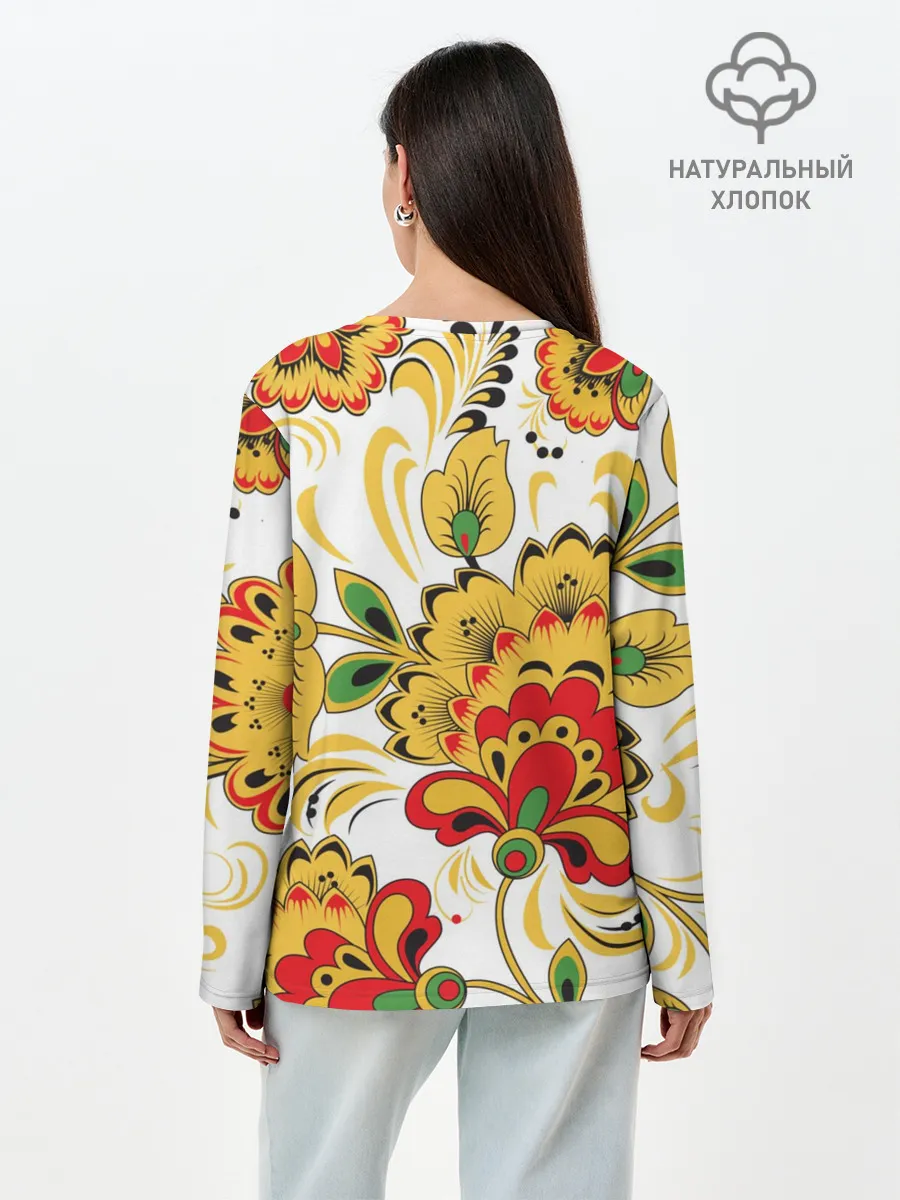 Лонгслив женский. Хлопок / Хохлома