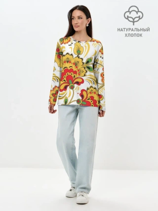 Лонгслив женский. Хлопок / Хохлома