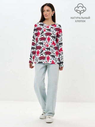 Лонгслив женский. Хлопок / Русский орнамент
