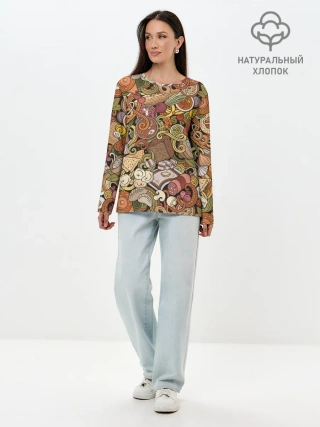 Лонгслив женский. Хлопок / Русская еда