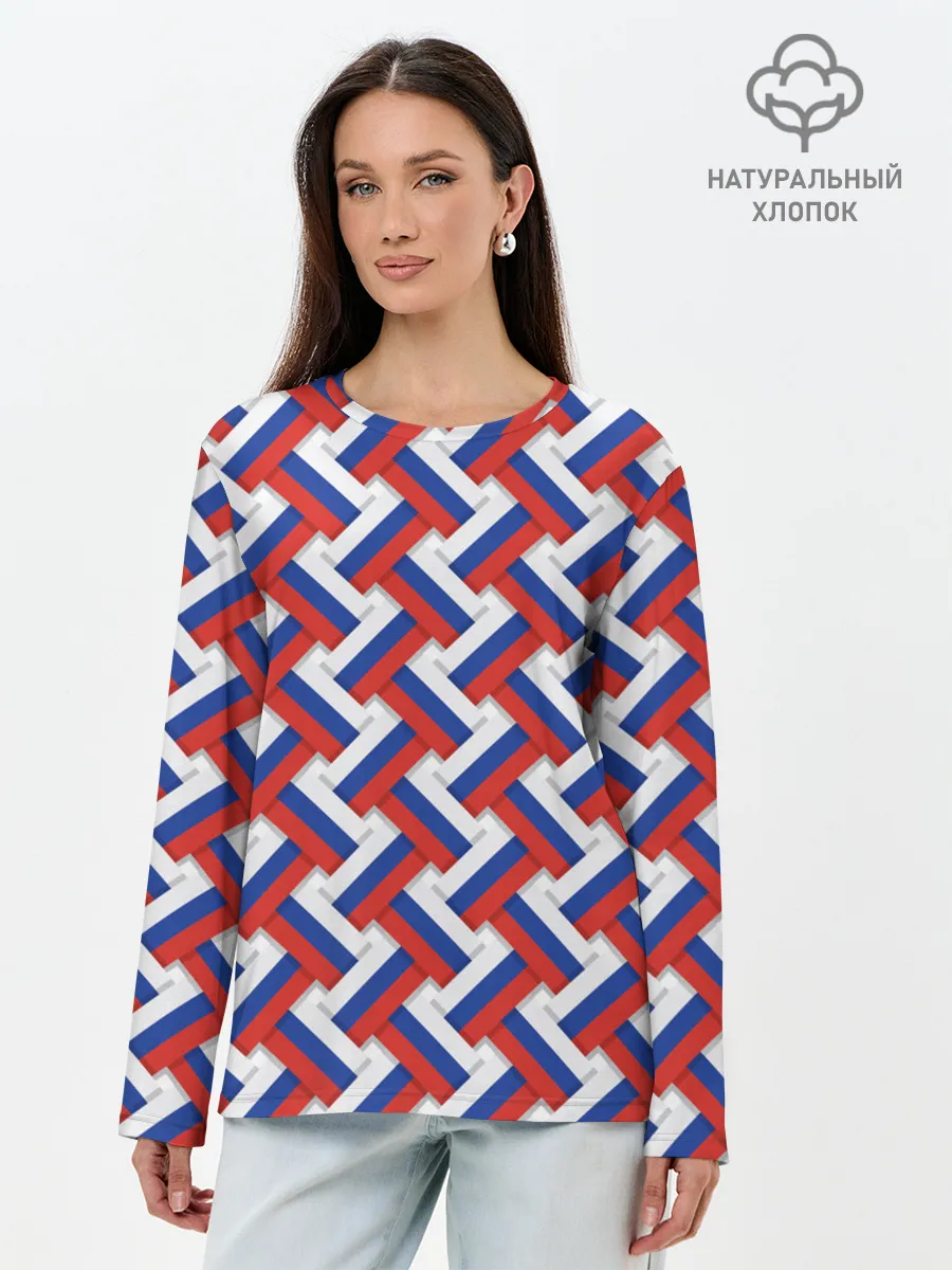 Лонгслив женский. Хлопок / Российская плетёнка