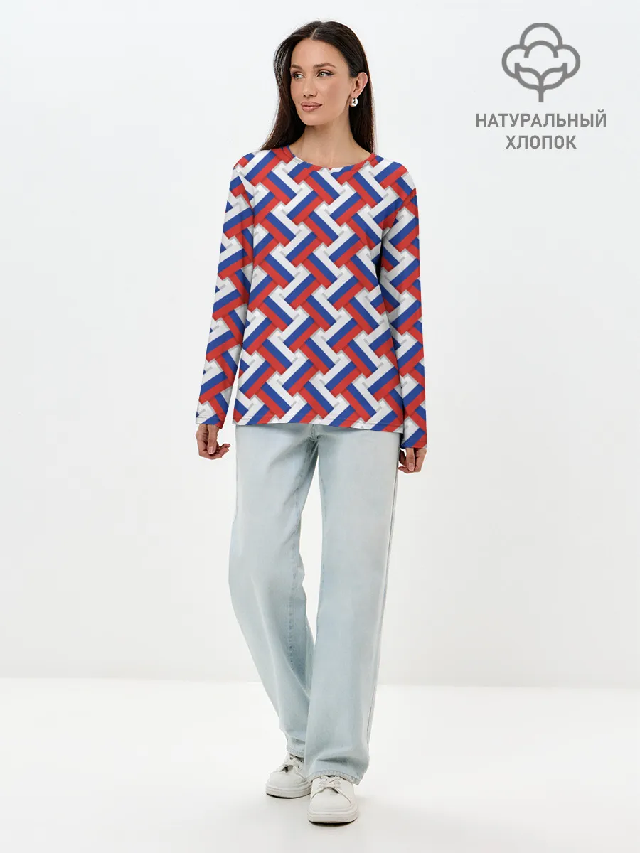 Лонгслив женский. Хлопок / Российская плетёнка