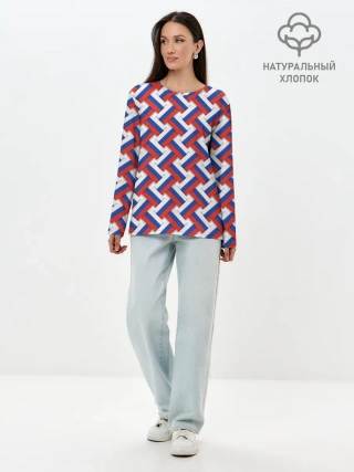 Лонгслив женский. Хлопок / Российская плетёнка