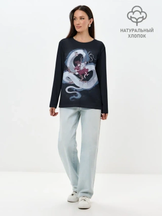 Лонгслив женский. Хлопок / Нежность дракона и Тихиро