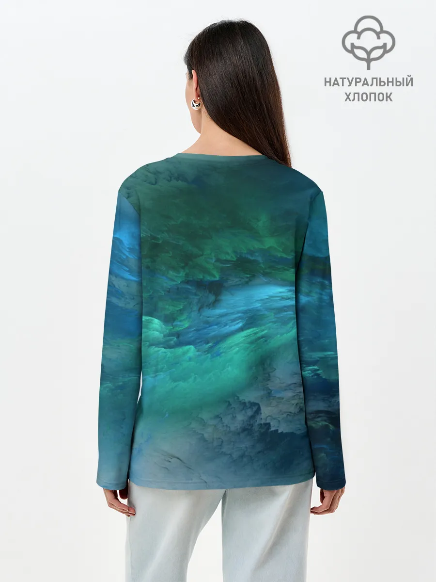 Лонгслив женский. Хлопок / Изумрудные Облака