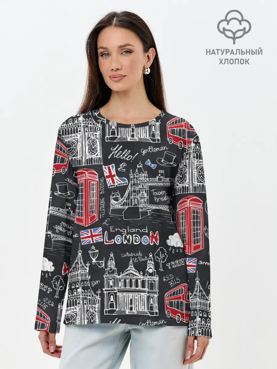 Лонгслив женский. Хлопок / Лондон