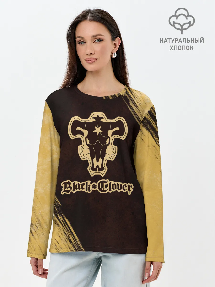 Лонгслив женский. Хлопок / Черный Клевер