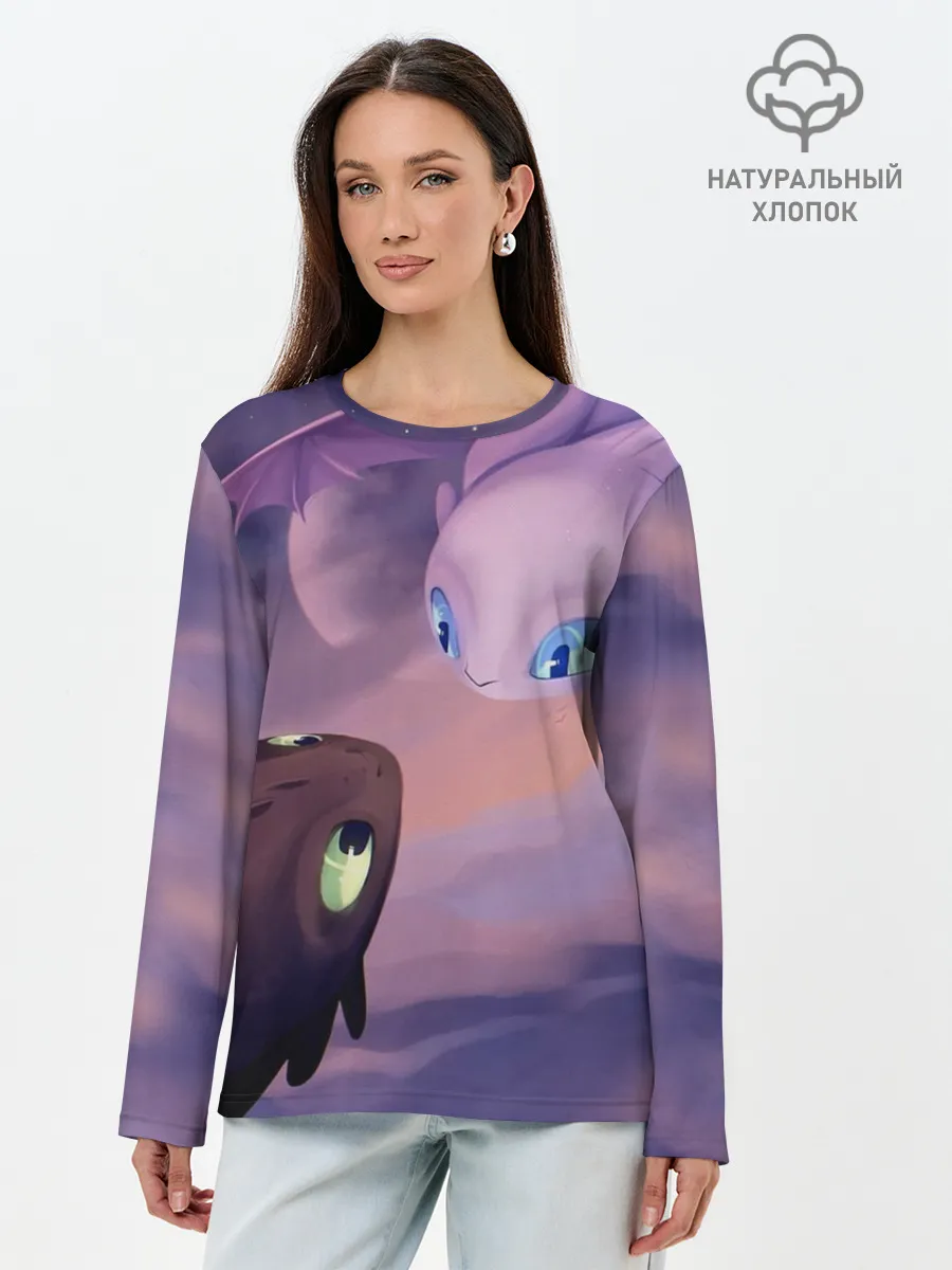 Лонгслив женский. Хлопок / Как приручить дракона