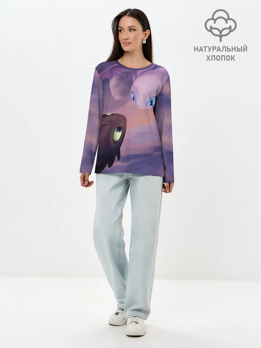 Лонгслив женский. Хлопок / Как приручить дракона