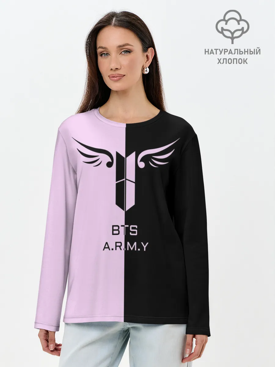 Лонгслив женский. Хлопок / BTS A.R.M.Y