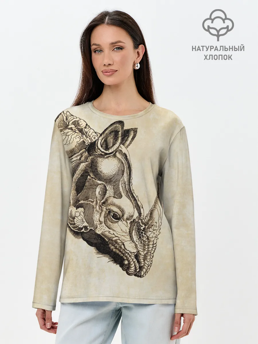 Лонгслив женский. Хлопок / Носорог