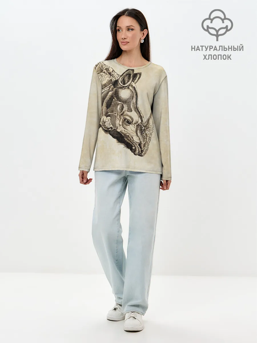 Лонгслив женский. Хлопок / Носорог