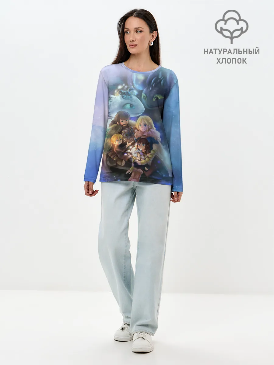 Лонгслив женский. Хлопок / ночная фурия