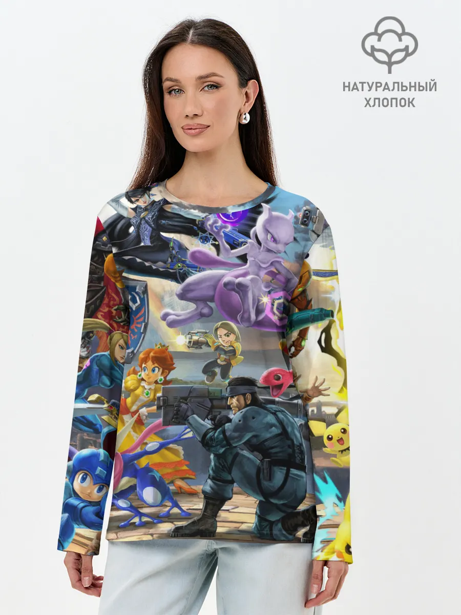 Лонгслив женский. Хлопок / Super Smash Bros ultimate