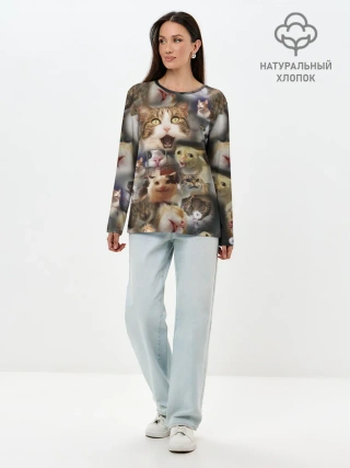 Лонгслив женский. Хлопок / Те самые коты