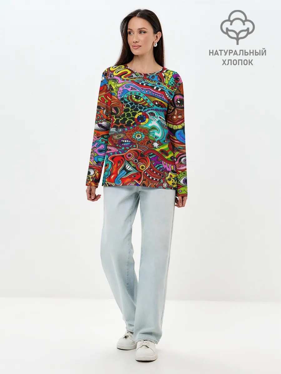 Лонгслив женский. Хлопок / Психоделика