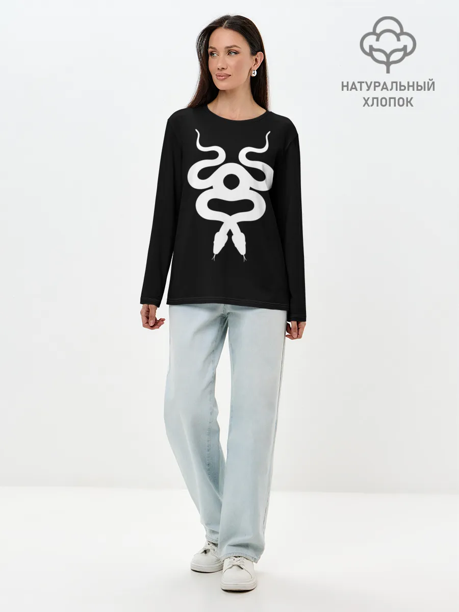 Лонгслив женский. Хлопок / Змеиный силуэт