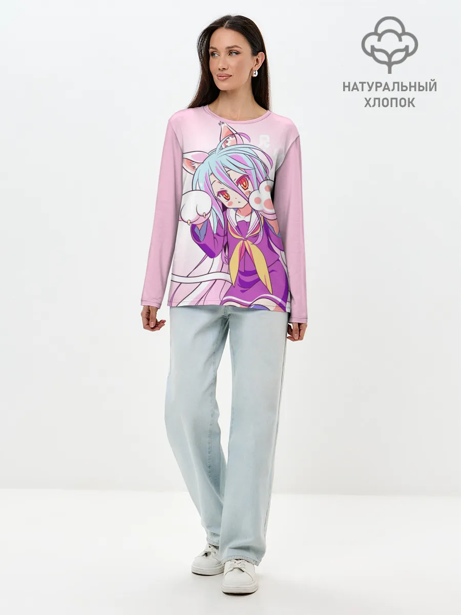 Лонгслив женский. Хлопок / аниме лапки