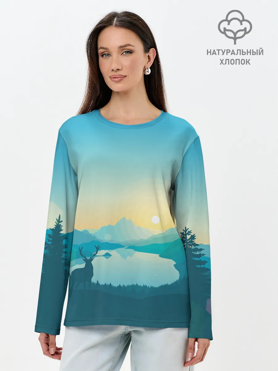Лонгслив женский. Хлопок / Векторная природа