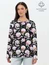 Лонгслив женский. Хлопок / Черепа и Котики